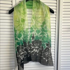 Lightweight Floral Ombre Scarf in Green and Black